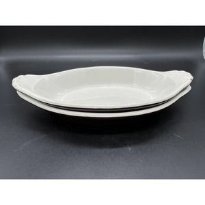 Hall Au Gratin BAKING DISH 528 Restaurant Type BROWN GLAZE Tab Handles Lot 2 VTG